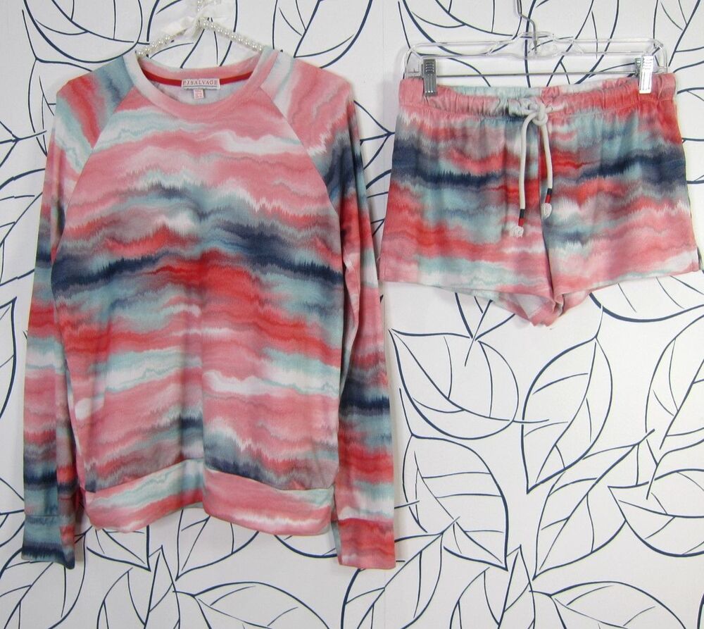 PJ Salvage Stormy Sunsets Tie-dye Pajama Short Lounge Set Women's Size XS/S